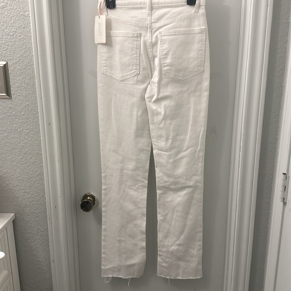 NWT GB High Rise Split Front Distressed Straight Leg Jeans - Picture 4 of 11